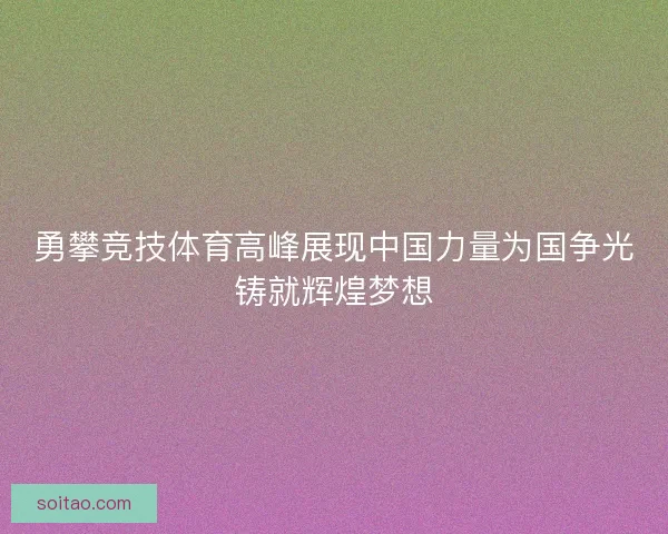 勇攀竞技体育高峰展现中国力量为国争光铸就辉煌梦想 勇攀竞技体育高峰展现中国力量为国争光铸就辉煌梦想